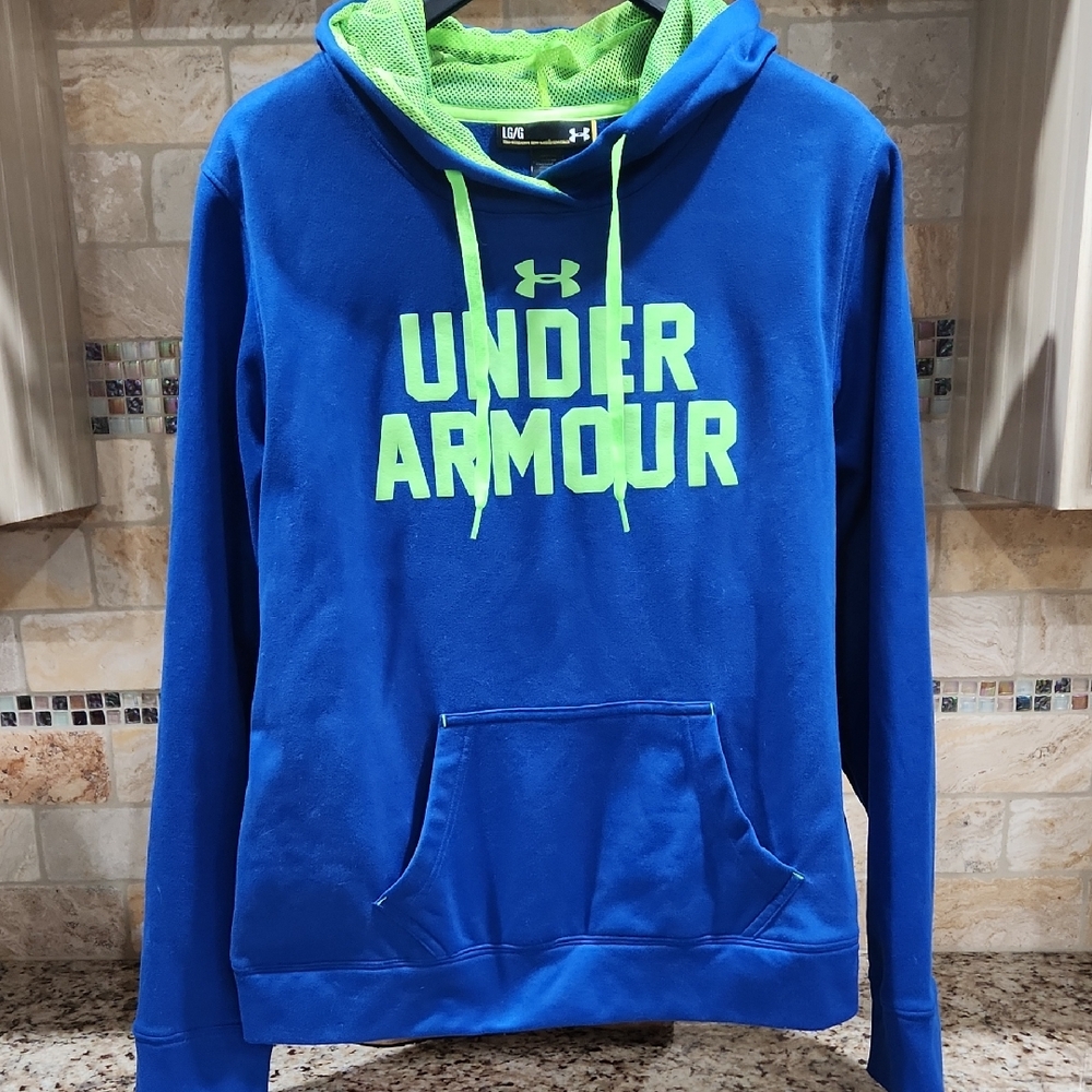 Under Armour Royal Blue Hoodie with Neon Green Details